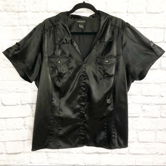 Lane Bryant Black Button Down Short Sleeve Shirt - Picture 1 of 6